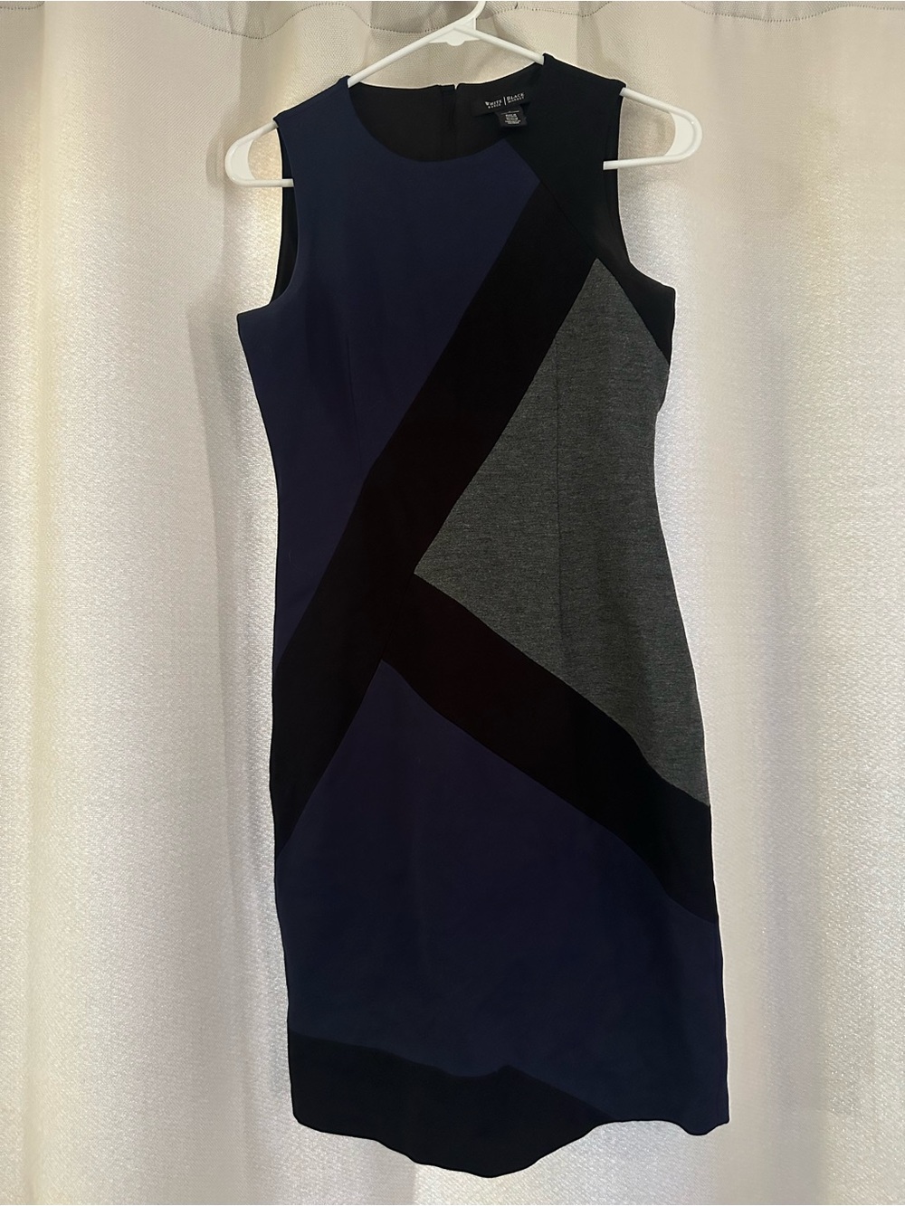 White House Black Market Navy, Black & Gray Colorblock Sheath Dress